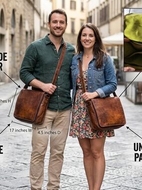 Vintage Brown Leather Messenger Bag for Men - Unbranded